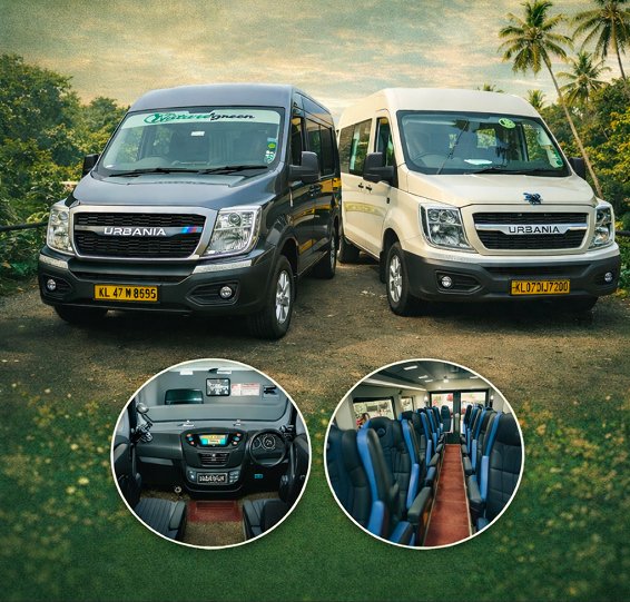 12, 17 and 24-seater tempo traveller rental Kerala